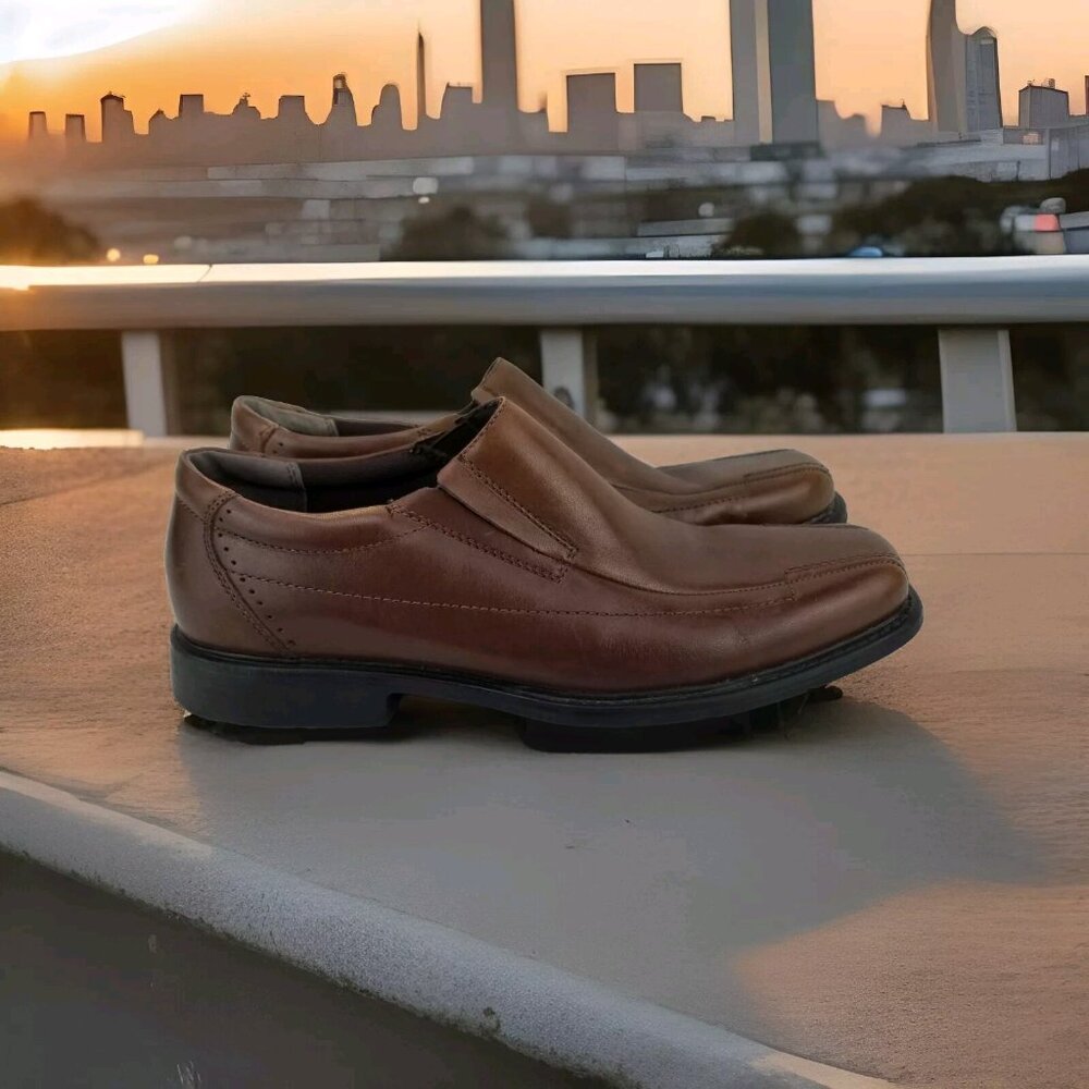 ✅ Mens 11M Clarks Deane Brown Leather Loafers Slip On Dress Shoes Casual Comfort